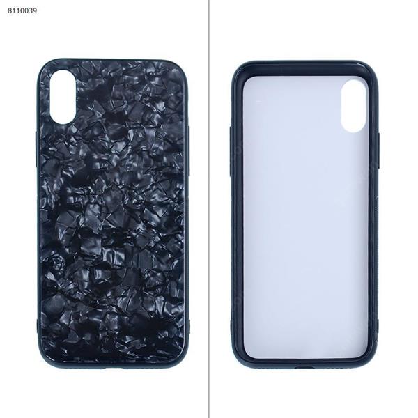 iphone anti-slip soft back shell pattern glass shell (black) Case iPhone X
