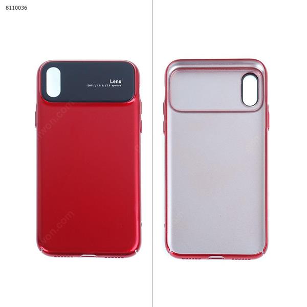 iPhone lens pc glass shell（Red） Case iphone x