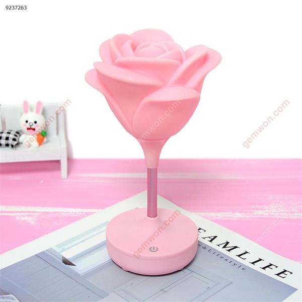 Romantic atmosphere Silicone led rose USB charging touch three stall dimming night light (rose powder) Smart Gift G52401