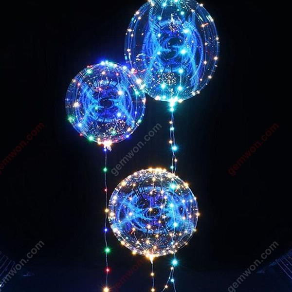 Led copper wire lamp string adornment 18 inch wave ball belt support balloon，blue Other N/A