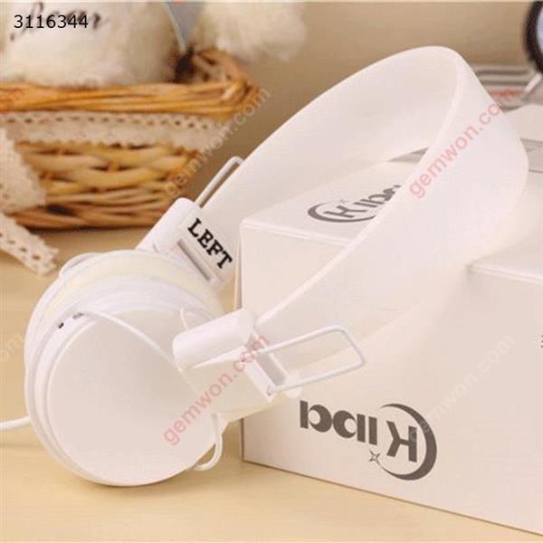 game headset，Folding head-mounted wire control microphone headset，white Headset game headset