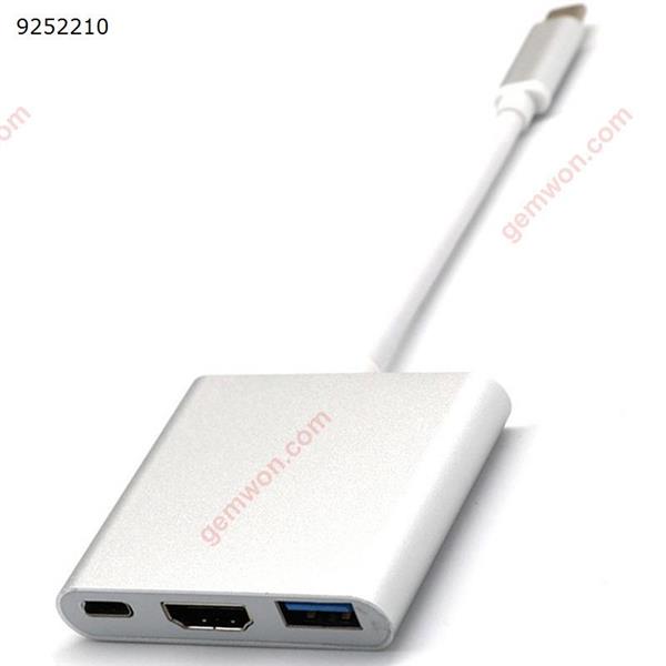 Type-C USB 3.1 Male to USB3.0/HDMI/Type C Female Charger Adapter.Silver Audio & Video Converter N/A