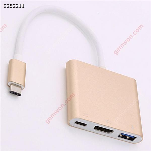 Type-C USB 3.1 Male to USB3.0/HDMI/Type C Female Charger Adapter. Gold Audio & Video Converter N/A