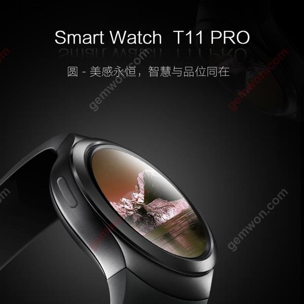 T11 pro smart phone watch round screen card Bluetooth mobile phone WeChat Selfie music player pedometer watch support Chinese and English (black) Smart Wear T11 PRO