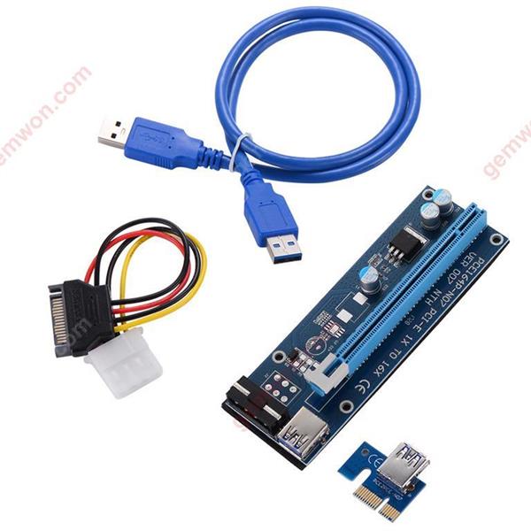USB3.0 PCI-E Express 1x to 16x Extender Riser Card Adapter SATA 4Pin Power Cable . Audio & Video Converter 007-4pin