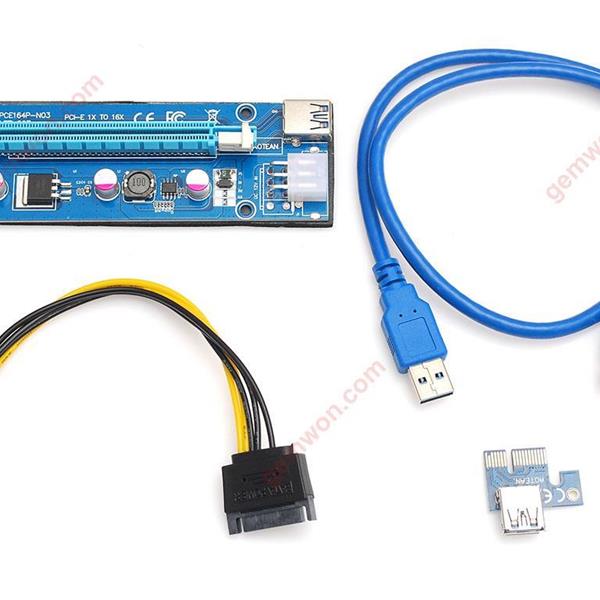 USB3.0 PCI-E Express 1x to 16x Extender Riser Card Adapter SATA 6Pin Power Cable . Audio & Video Converter 007