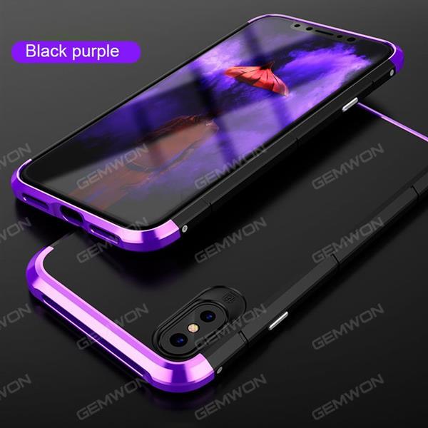 iphone x Metal cell phone shell,Personal creative anti drop mobile phone protection cover, Black purple Case iphone x Metal cell phone shell