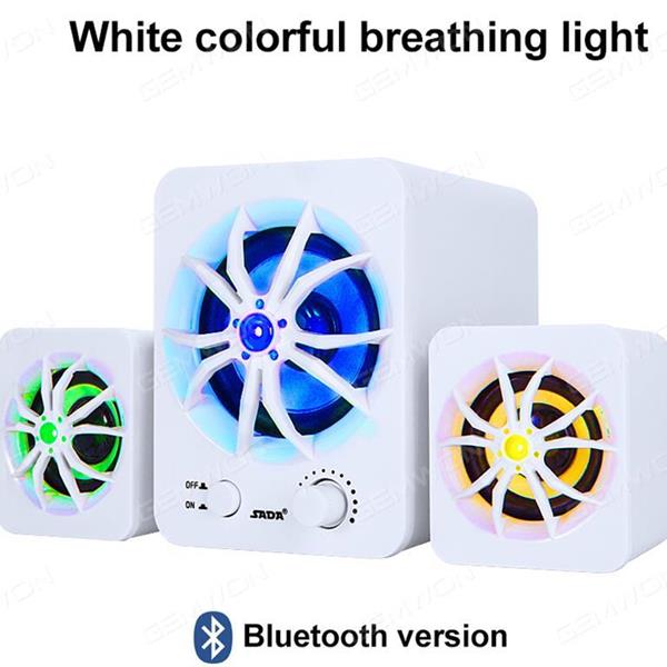 D-207 7 colour Bluetooth stereo，Cool light，2.1 surround sound，white Bluetooth Speakers D-207 7 COLOUR BLUETOOTH STEREO