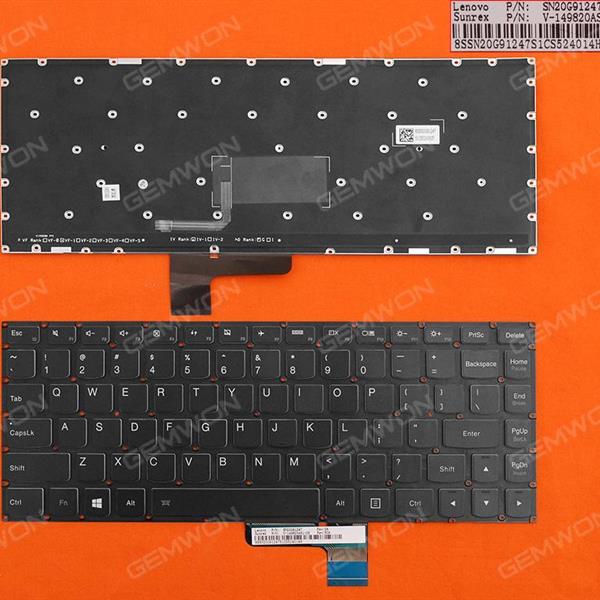 Lenovo Ideapad Yoga 700-14ISK BLACK (Backlit,Without FRAME,Win8) US N/A Laptop Keyboard (OEM-B)