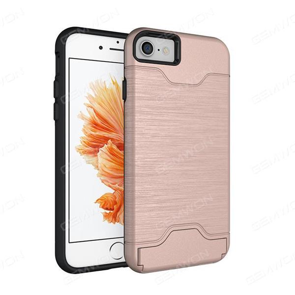 iphone 6 plus Wire drawing card mobile phone shell, Mobile two in one lazy supporter shell, Rose gold Case iphone 6 plus Wire drawing card mobile phone shell
