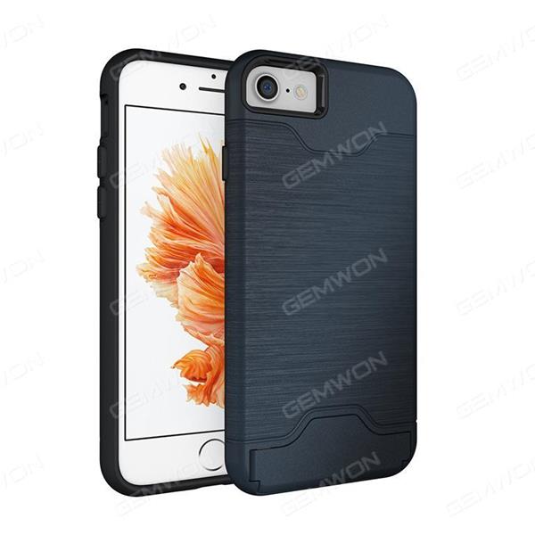 iphone 6 plus Wire drawing card mobile phone shell, Mobile two in one lazy supporter shell, Dark blue Case iphone 6 plus Wire drawing card mobile phone shell