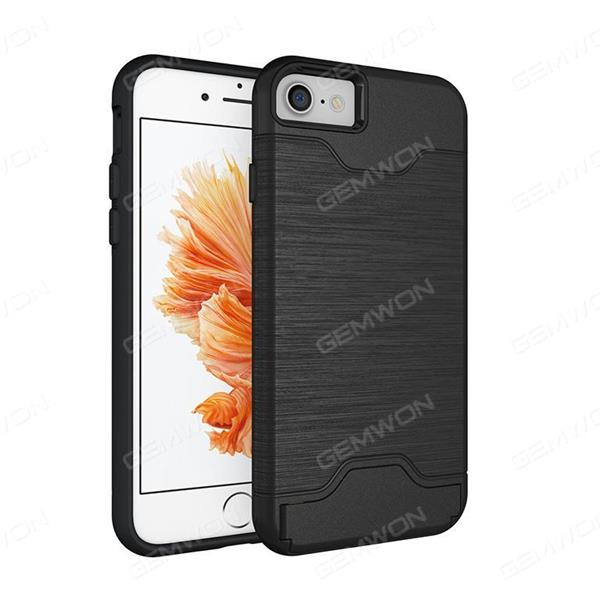 iphone 7 plus Wire drawing card mobile phone shell, Mobile two in one lazy supporter shell, Black Case iphone 7 plus Wire drawing card mobile phone shell