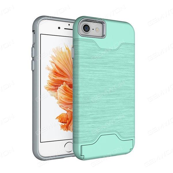 iphone 7 plus Wire drawing card mobile phone shell, Mobile two in one lazy supporter shell, Green Case iphone 7 plus Wire drawing card mobile phone shell