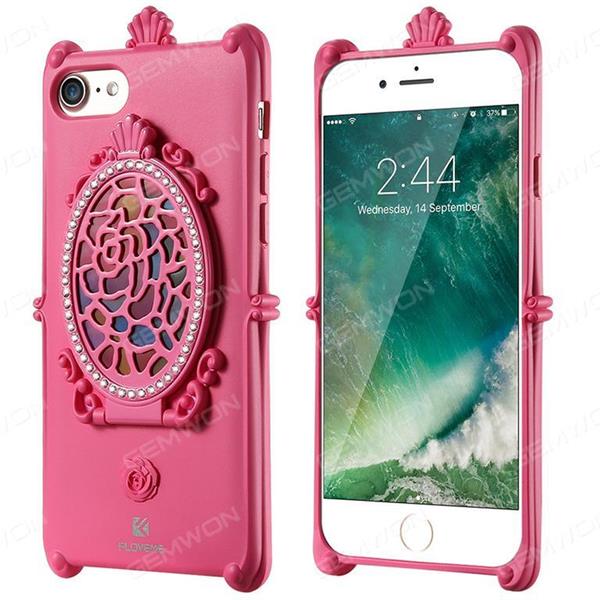 iphone 6 plus Mirror mobile phone shell, Anti dropping mobile phone cover with flip mirror support, Rose Red Case iphone 6 Plus Mirror mobile phone shell
