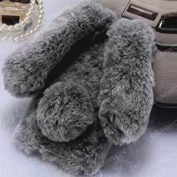 iPhone6 mobile phone shell, cute fluffy rabbit rabbit tail winter winter warm suit, charming long ear ultra-light protective cover phone shell (dark gray) Case iPhone6