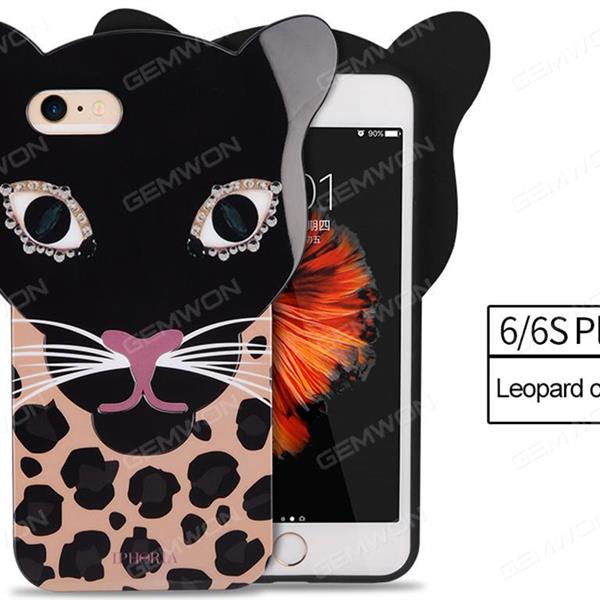iphone6 plus three-dimensional leopard ears ear silicone all-inclusive protective cover phone shell leopard Case iPhone6 plus