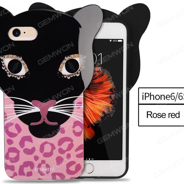 iphone6 three-dimensional leopard ear silicone all-inclusive protective cover phone shell rose Case iPhone6