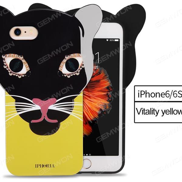 iphone6 three-dimensional leopard ear silicone all-inclusive protective case phone shell yellow Case iPhone6