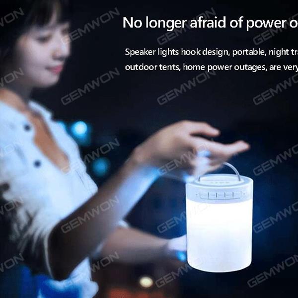 bluetooth speackers,touch lamp portable speaker .night  light,music player , TF card . hang free .The bluetooth transmission distance is 10 meters, work 6-7 hour.white Bluetooth Speakers LV-2017