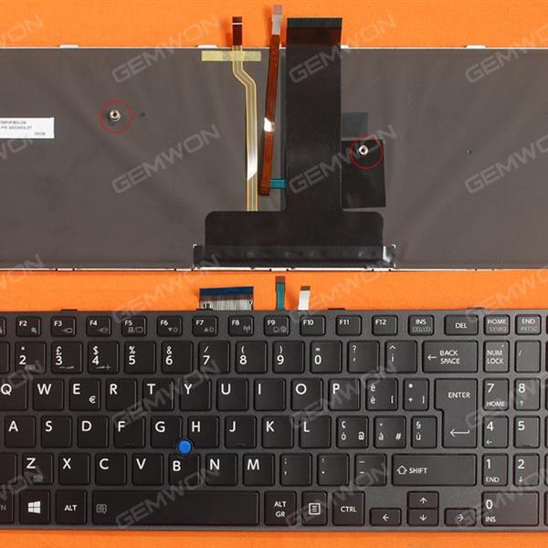 Toshiba Satellite Pro R50-C Tecra A50-C Z50-C A50-C1510 A50-C1520 BLACK FRAME GLOSSY (With point stick,Backlit,WIN8) IT N/A Laptop Keyboard (OEM-B)