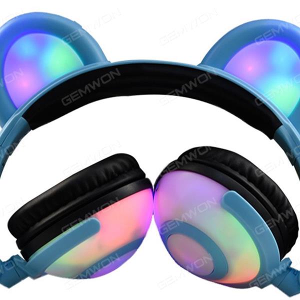 LED luminous earphone, Headphone Versatile Foldable Noise Reduction High Quality Sound LED Light Headphone, BlueLED LUMINOUS EARPHONE