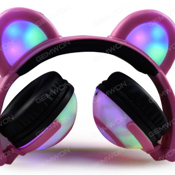 LED luminous earphone, Headphone Versatile Foldable Noise Reduction High Quality Sound LED Light Headphone, PinkLED LUMINOUS EARPHONE