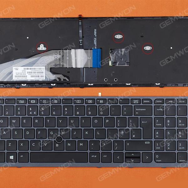 HP Zbook 15 G3 17 G3 BLACK FRAME BLACK(Backlit,With point,For Win8) UK N/A Laptop Keyboard (OEM-B)