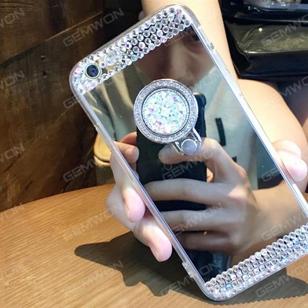 iPhone 7 Diamond mirror mobile phone shell, Electroplated mirror ring support, mobile phone shell, Silver gem Silver Case iPhone 7 Diamond mirror mobile phone shell