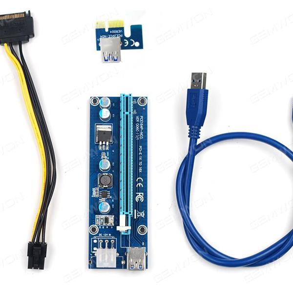 USB3.0 PCI-E Express 1x to 16x Extender Riser Card Adapter SATA 6Pin Power Cable Audio & Video Converter 006