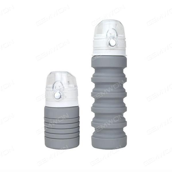 Foldable sports cup, New Portable Water Bottle Silicone Outdoor Foldable Travel Drinking Bottles Tableware, Grey Camping & Hiking Foldable sports cup