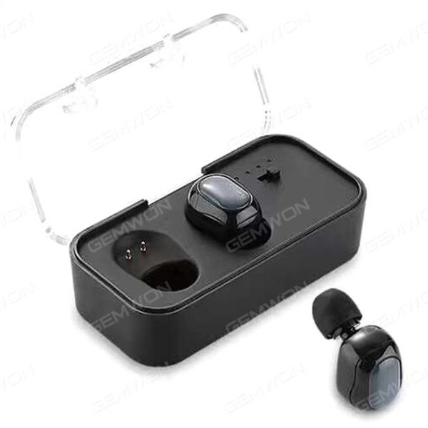 Bluetooth headset ,double headset ,Control distance 10m.  The box is a charging treasure 600mAH ,    5-6 times. It can Take turns to use. black Headset TWS-M2
