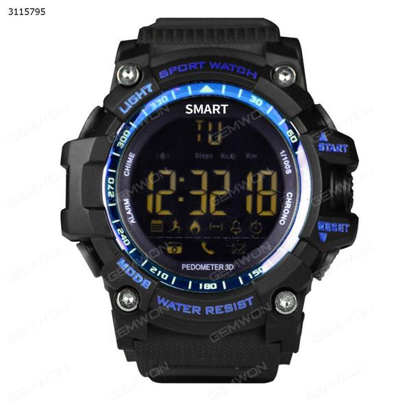 EX16 Smart watch, New Sport smart watch buzzer sound alarm sport monitor IP67 waterproof burned calory men watch remote camera watches, Blue Smart Wear EX16 SMART WATCH