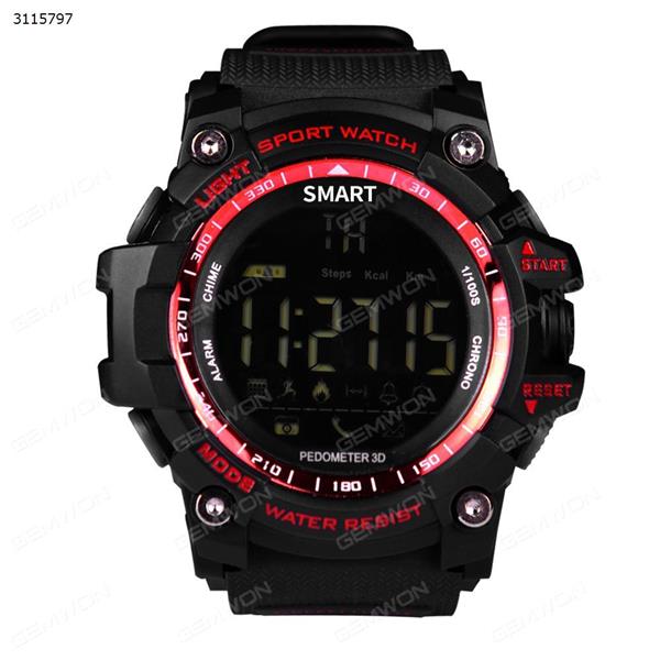 EX16 Smart watch, New Sport smart watch buzzer sound alarm sport monitor IP67 waterproof burned calory men watch remote camera watches, Red Smart Wear EX16 SMART WATCH