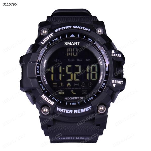 EX16 Smart watch, New Sport smart watch buzzer sound alarm sport monitor IP67 waterproof burned calory men watch remote camera watches, Black Smart Wear EX16 SMART WATCH