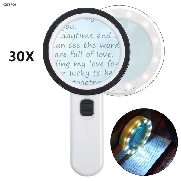 30X Magnifier illuminated magnifier lamp magnifying loupe with 12 LED lights handheld LED magnifier jewelry loupe reading Repair Tools 001