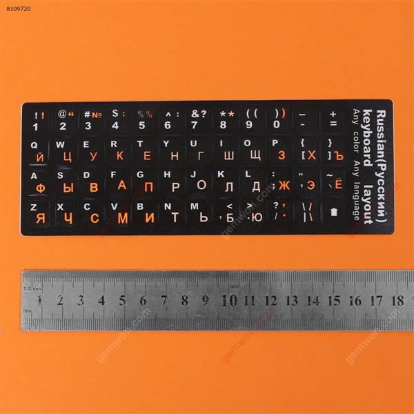RU Keyboard Sticker,Black with orange letter. Change keyboard language layout by stick lables on keyboard keys. Sticker RU