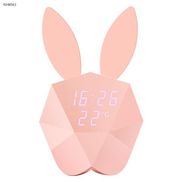 Student bedside alarm clock night light Induction charging led cute children cartoon Creative smart music table lamp (cherry pink) Night Lights N/A