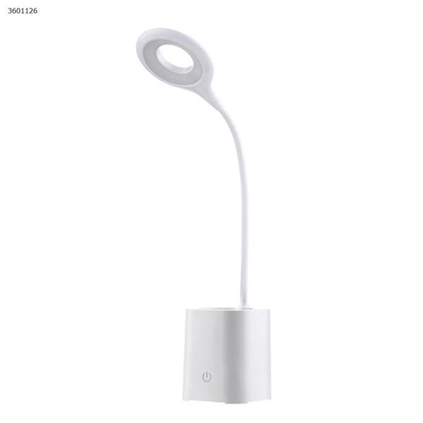 WS-8002 creative charging led desk lamp bedside desk bedroom student learning 1200 mAh touch three-speed dimming pen holder desk lamp (White) table lamp WS-8002