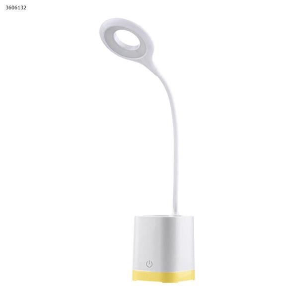 WS-8002 Creative charging led desk lamp with charging treasure function Bedside desk bedroom student learning three-color stepless dimming touch folding pen holder lamp（Yellow） table lamp WS-8002
