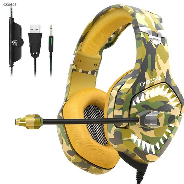 ONIKUMA K1-BPRO Camouflage Series  Headphones for games Luminescent bass headphones （Camouflage and Yellow） Headset K1-B PRO Camouflage