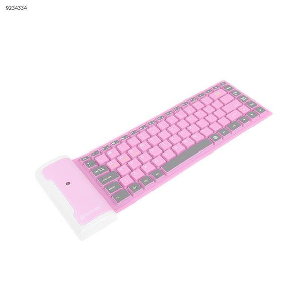 Silicone soft keyboard universal portable wireless Bluetooth keyboard foldable waterproof（Pink） Bluetooth keyboard 6113