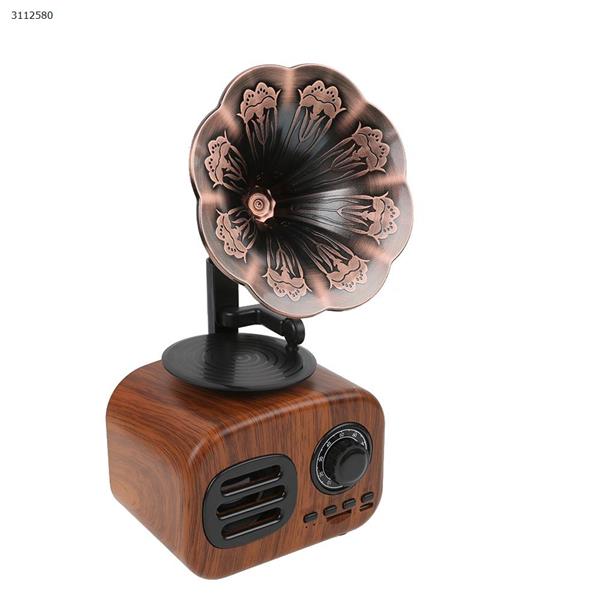 Retro phonograph, mobile phone outdoor TF card Bluetooth audio radio player，brown Bluetooth Speakers GRAMOPHONE FT05