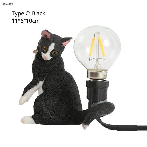 Simple creative bedroom bedside study office desk LED resin cat small table lamp (C section black) table lamp N/A