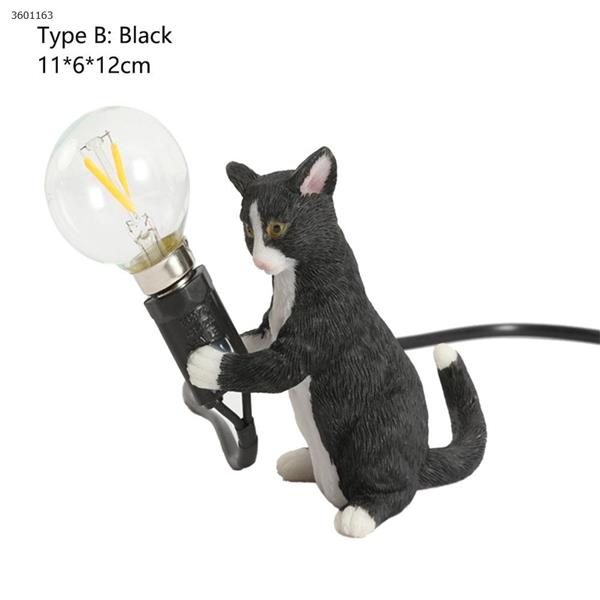 Simple creative bedroom bedside study office desk LED resin cat small table lamp (B section black) table lamp N/A