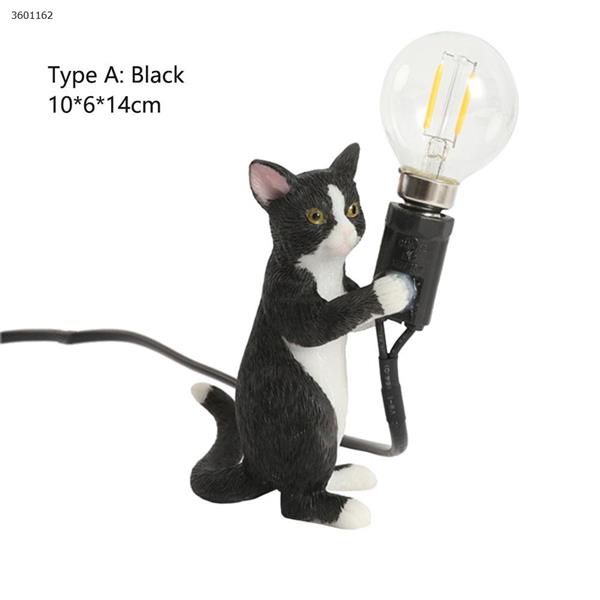 Simple creative bedroom bedside study office desk LED resin cat small table lamp (A section black) table lamp N/A