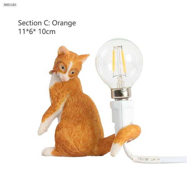Simple creative bedroom bedside study office desk LED resin cat small table lamp (C section orange) table lamp N/A