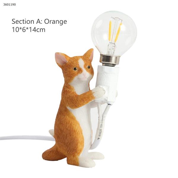 Simple creative bedroom bedside study office desk LED resin cat small table lamp (A section orange) table lamp N/A