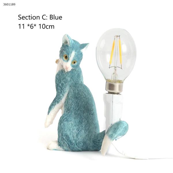 Simple creative bedroom bedside study office desk LED resin cat small table lamp (C section blue) table lamp N/A