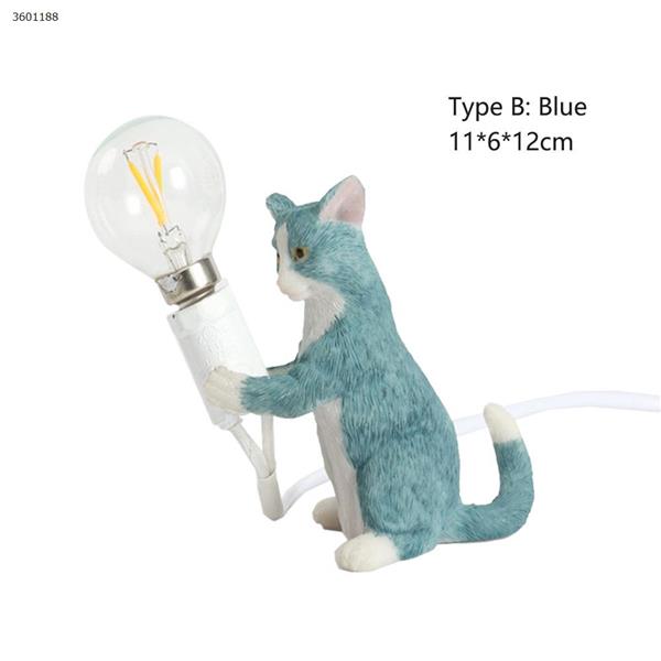 Simple creative bedroom bedside study office desk LED resin cat small table lamp (B section blue) table lamp N/A