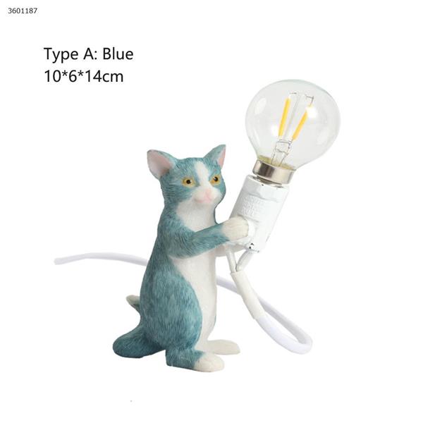 Simple creative bedroom bedside study office desk LED resin cat small table lamp (A section blue) table lamp N/A
